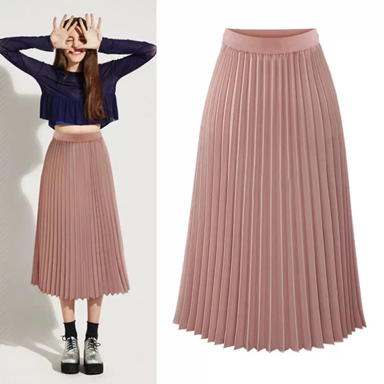 Women Summer Chiffon Midi Skirt Ruffles Vintage Big Large Plus Sizes Casual Elegant Party Fashion Loose Skirts