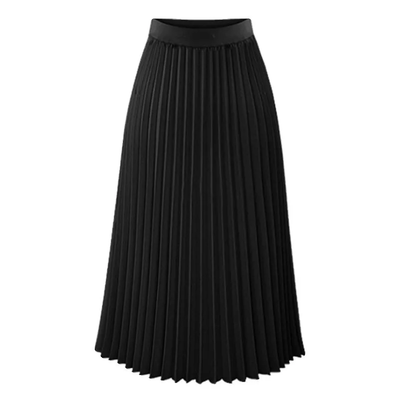 Women Summer Chiffon Midi Skirt Ruffles Vintage Big Large Plus Sizes Casual Elegant Party Fashion Loose Skirts