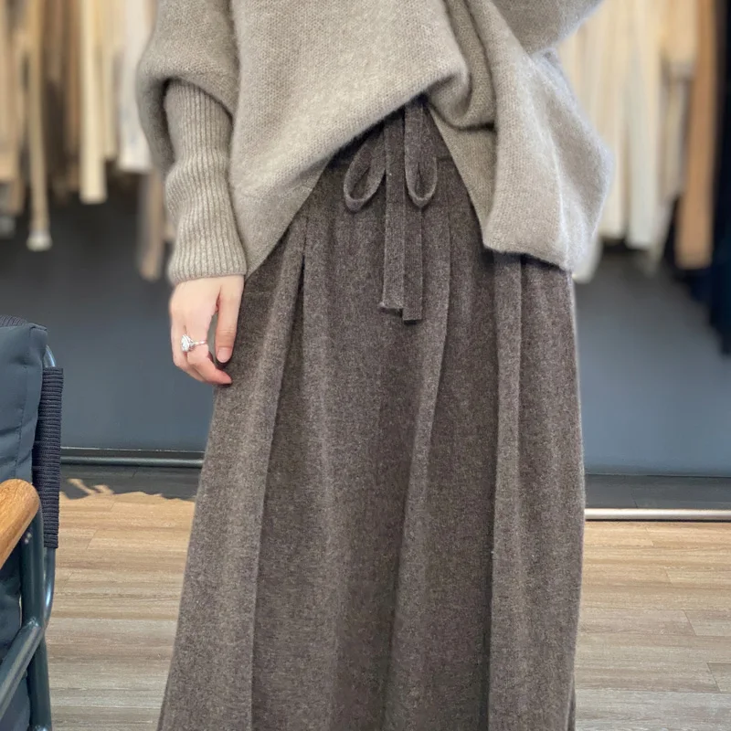 Women's Loose Knitted High Waist Half Soft Wool Skirt