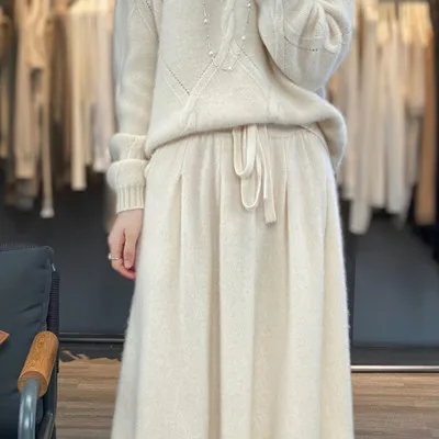 Women's Loose Knitted High Waist Half Soft Wool Skirt