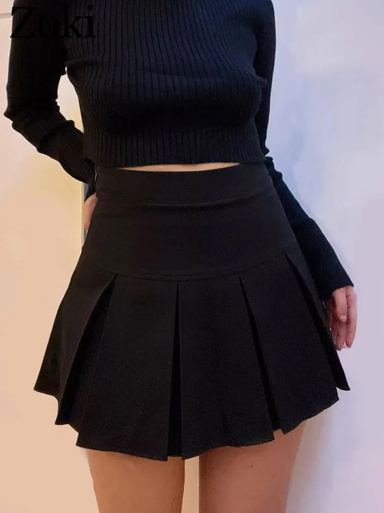 Vintage Gray Pleated Skirt Women Kawaii High Waist Mini Skirts Korean Fashion School Uniform Harajuku Streetwear Spring