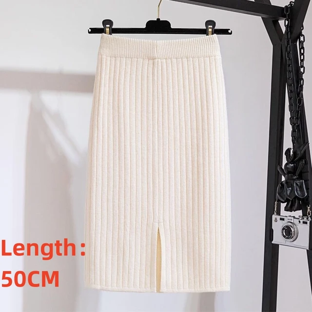 Women Office Skirt Spring autumn Sexy Warm Knitted Black Pencil Skirts Ladies High Waist Elegant Long Skir Party Club Skirt