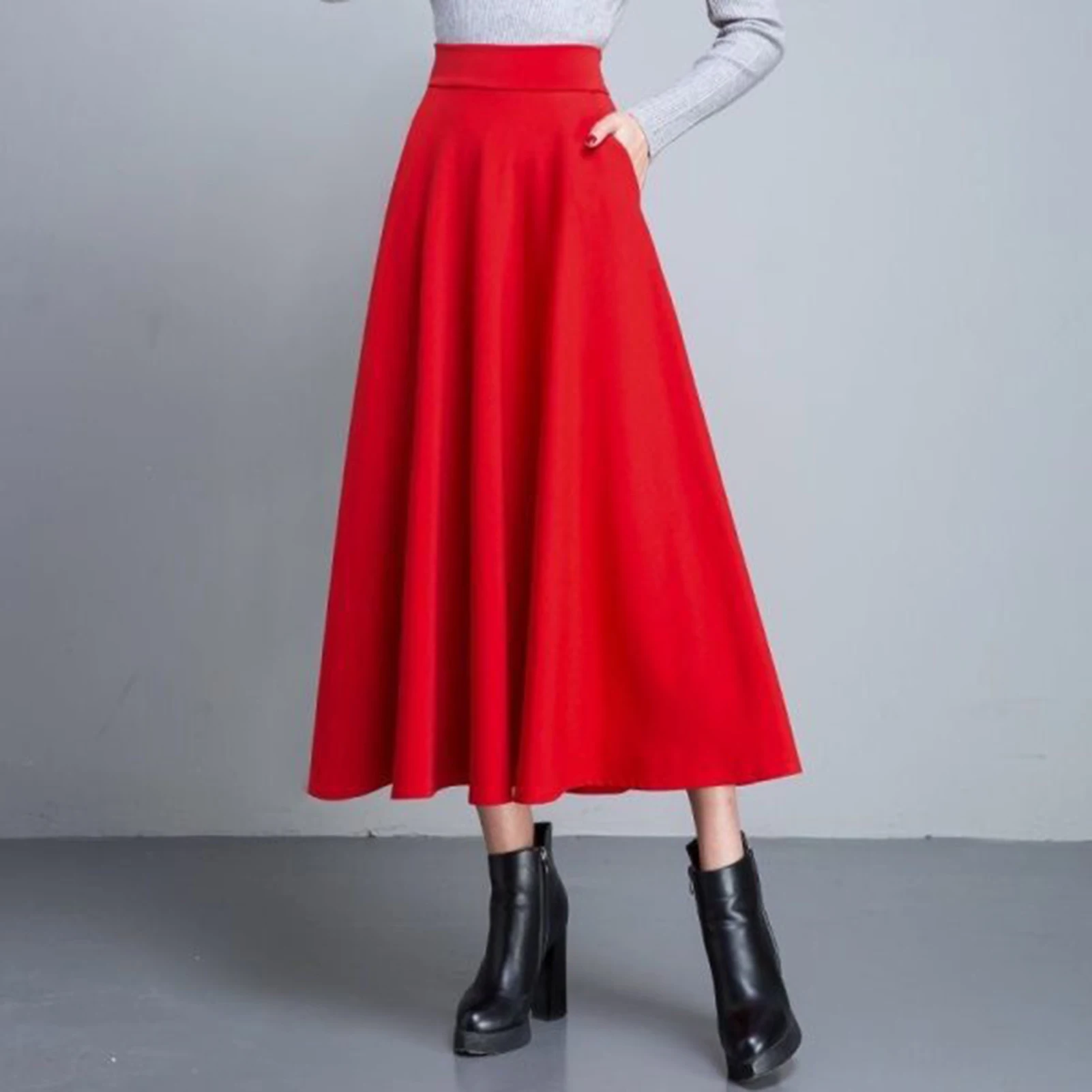 A line midi skirt pockets best sale