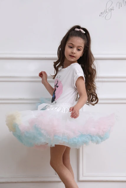 Kids Solid Color Parent-Child Costume Ballet Fluffy Lace Girl Skirts Princess Tulle Party Dance Baby Tutu Skirt