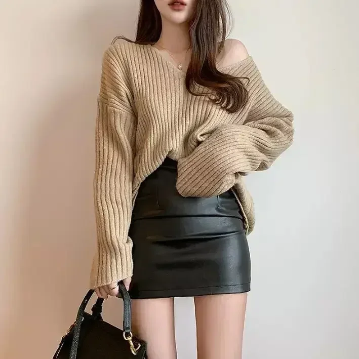 Women Mini Sexy High Waist Package Hip Fashion Pu Faux Leather Split Zipper Short Skirts