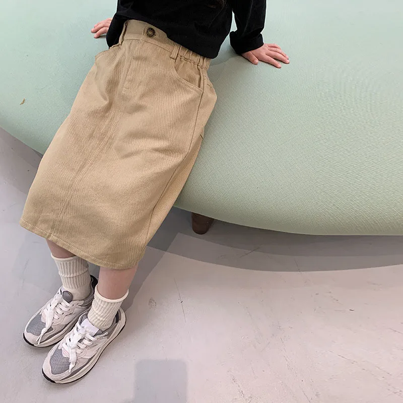 Girls' All-Match Mid-Length Skirt New Pocket Children's Clothing Fashion Denim Skirt For Baby Girls