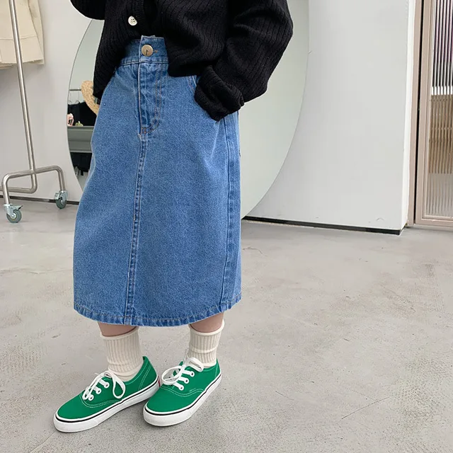 Girls' All-Match Mid-Length Skirt New Pocket Children's Clothing Fashion Denim Skirt For Baby Girls
