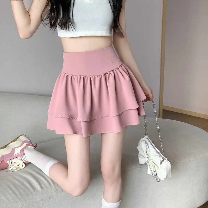 Ball Gown Skirts Women Solid Tender Summer Empire Hotsweet Fashion Party All-match Cute Girlish Ulzzang Graceful Mini Designed