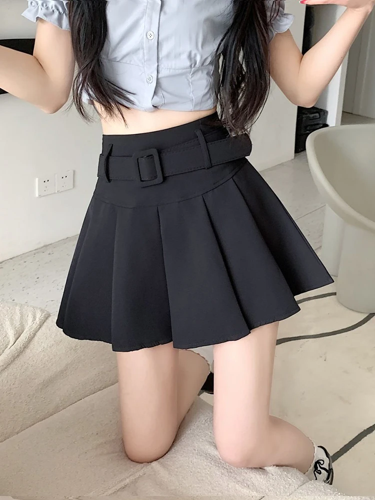 【in a row】High Teen Belt Pleated Skirt Pants Amazon.com: Linjinx Women's High Waist Pleated Mini Skirt