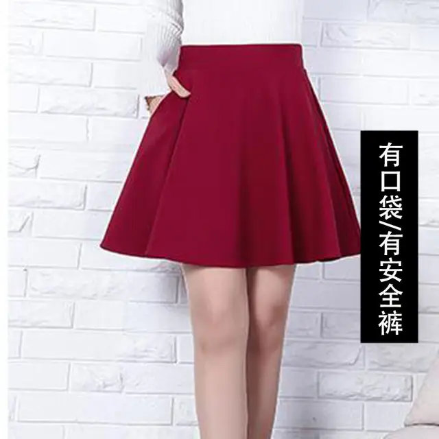 Skirts Women Popular M-3XL Pleated Solid Pocket Elastic Waist Middle Skirt Trendy All-match Office Lady Skin-friendly Elegant