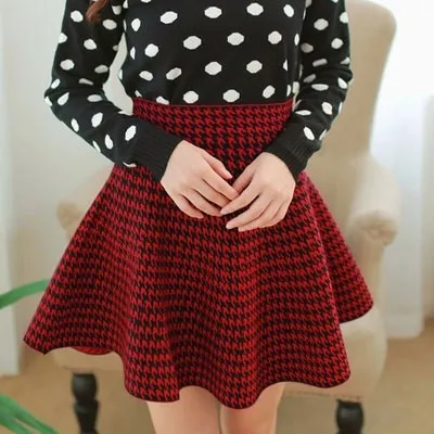 Women Real New Arrival Empire Solid Mid-calf Casual Skirt Bubble Beauty Knitted Skirt A-line Tutu