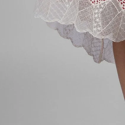 Lace Stitching Half Skirt Elastic Waist Printing Short Front and Back Long Midi Skirts