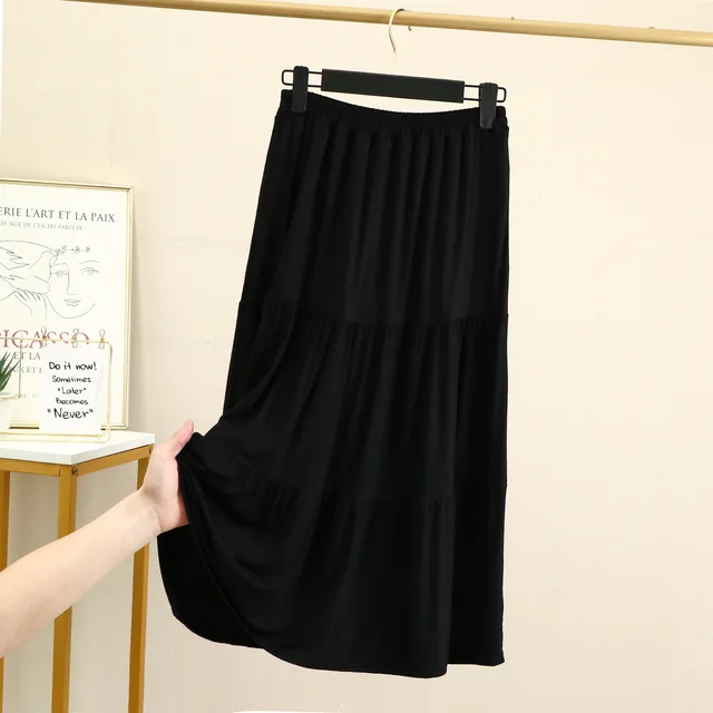 Women's Modal splices three layer cake summer dress skirt thin elastic loose show thin skirts