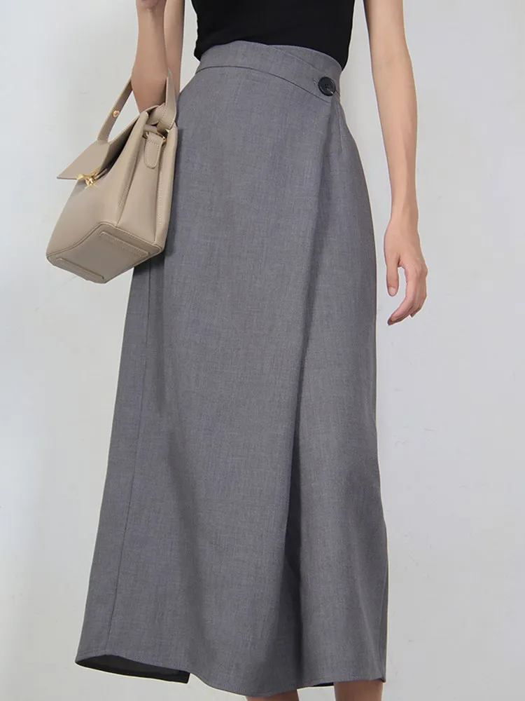 Women Asymmetrical Skirt High Waist A Line Solid Tunic Minimalist Folds Skirts