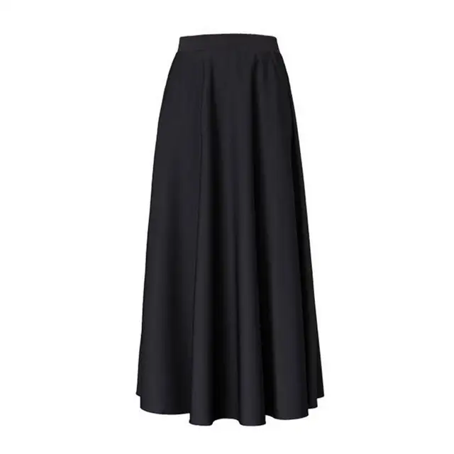 Women Maxi Skirt High Waist Tummy Control A-line Loose Hem Pockets Skirt