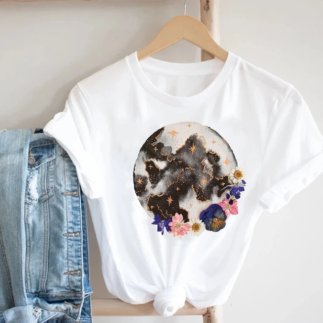 Women Printing Short Sleeve Casual 90s Cartoon Fashion Pretty Print Tee Top Graphic T-shirt