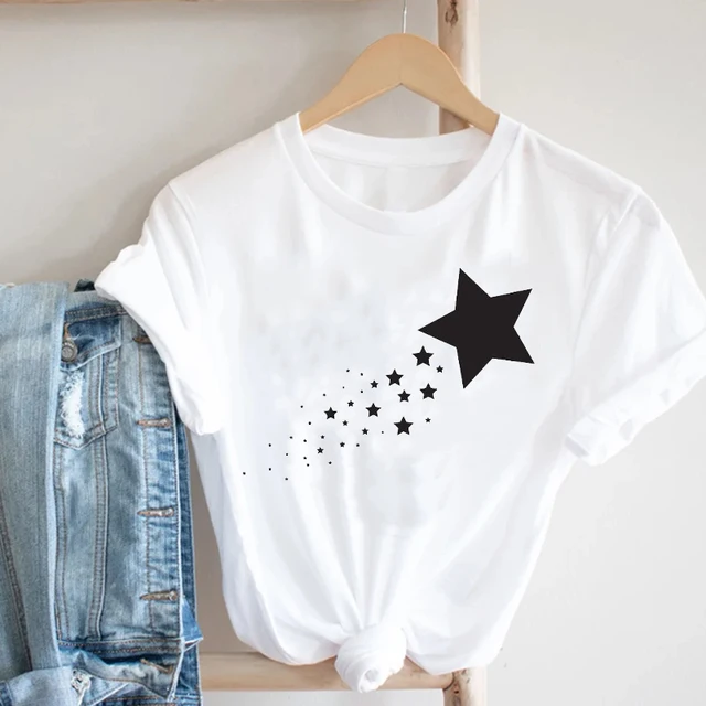 Women Printing Short Sleeve Casual 90s Cartoon Fashion Pretty Print Tee Top Graphic T-shirt