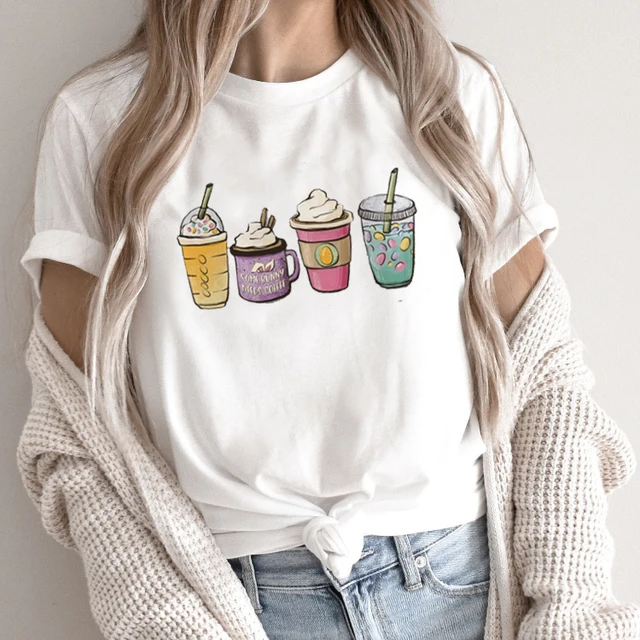 Women Fashion Clothing Graphic T Shirt Short Sleeve Cartoon Top