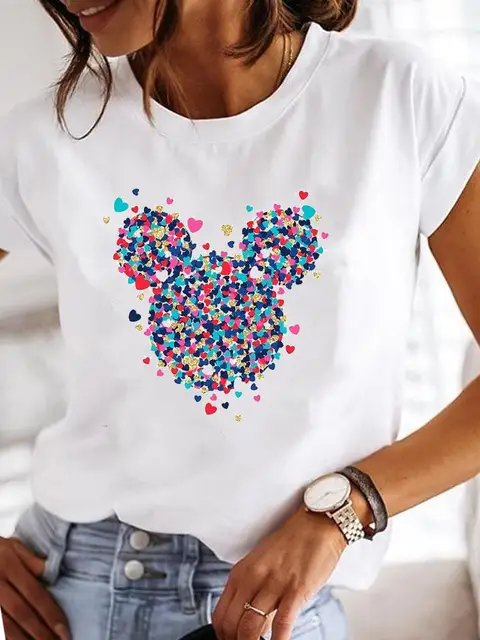 Women Casual Graphic T-shirts Top Sweet 90s Cute Clothing Tee Printed Fashion Clothes