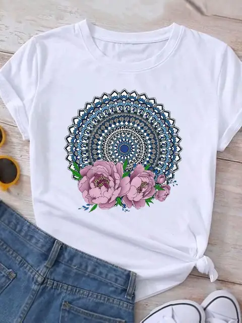 Women Graphic Clothing Short Sleeve Print Casual Fashion Clothes Tee T-shirt Top