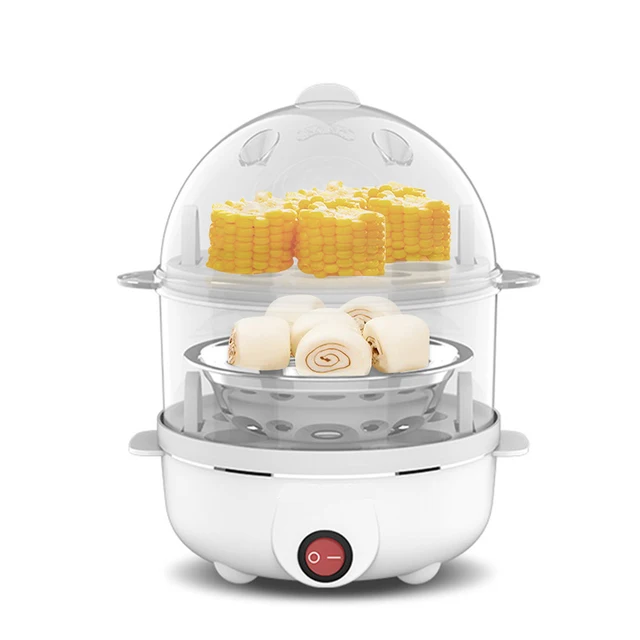 Electric Egg Cooker Double Multifunction Layers Egg Boiler Corn Milk Rapid Breakfast Cooking Egg Steamer Appliances Kitchen