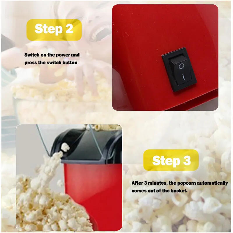 Mini Popcorn Maker Machine Electric Household Appliance Machine Fully Automatic For Home Kitchen