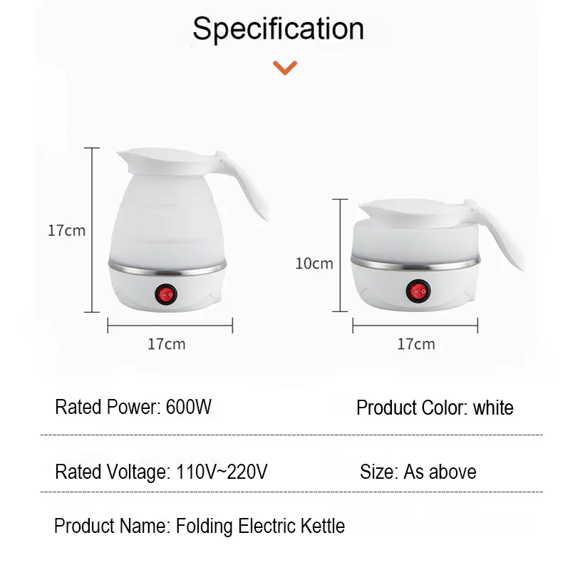 Household Travel Folding Kettle 600Ml Electric Portable Boiling Pot 110V/220VTravel Water Boiler Kitchen Appliances Water Kettle