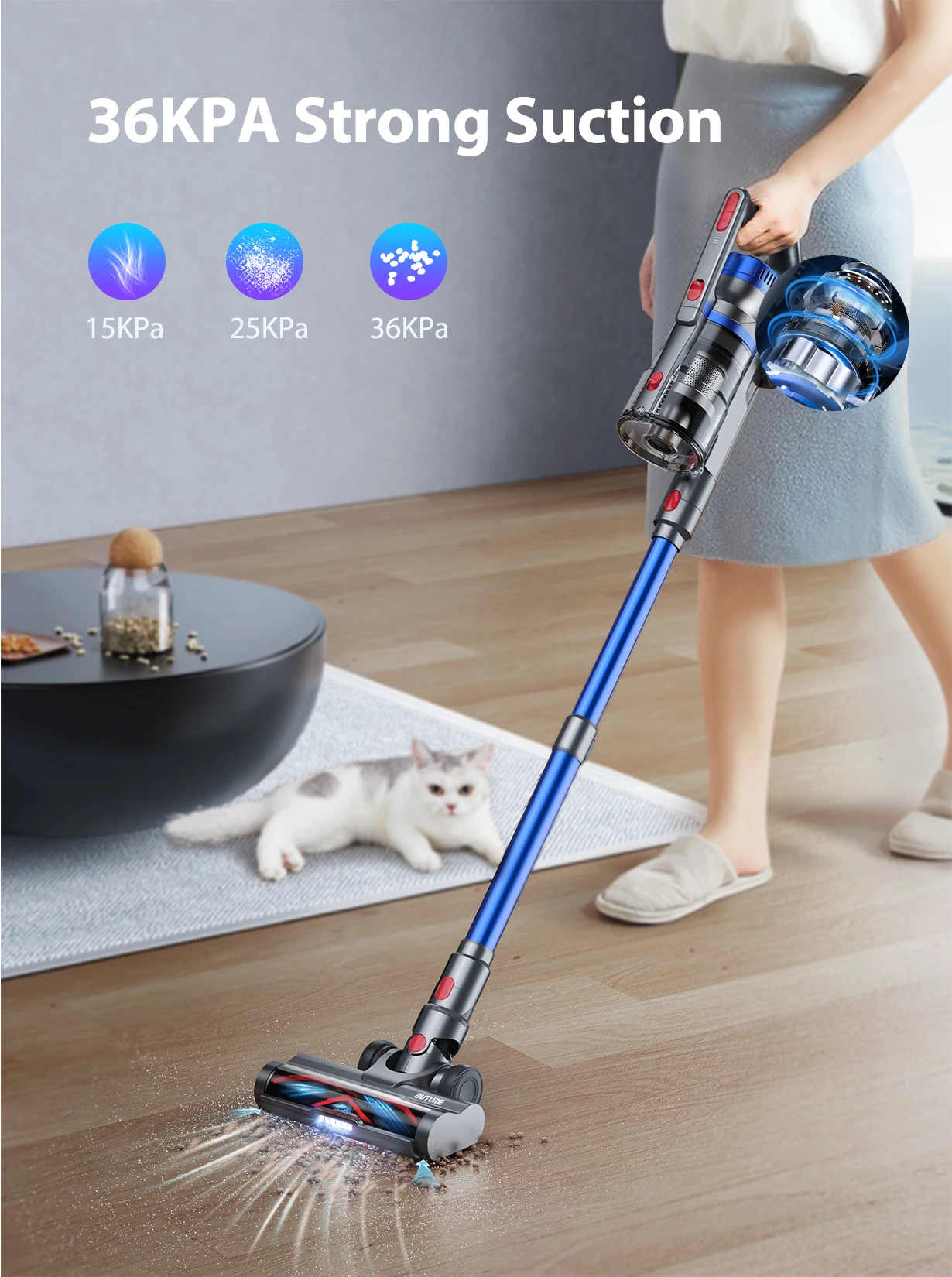 JR500 450W 36000PA Suction Power Handheld Cordless Wireless Vacuum Cleaner Home Appliance 1.2L Dust Cup Removable Battery