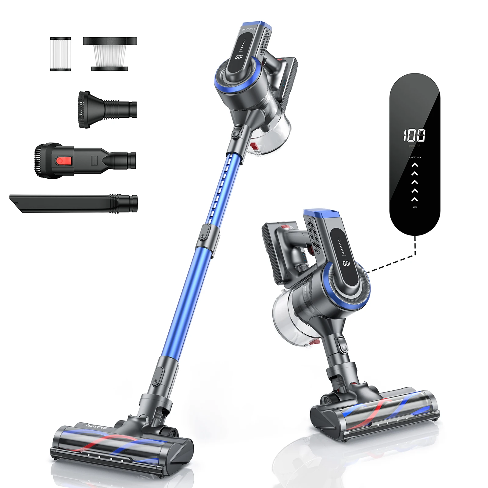 450W 38Kpa Cordless vacuum clean 55 Mins for smart Home Appliance Removable Battery HD Touch display Wireless