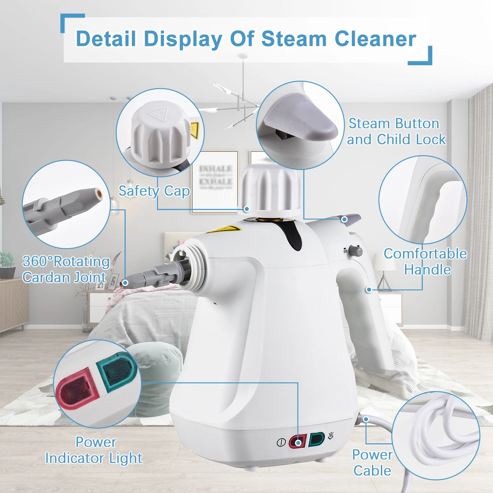 1000W Home Appliance Steam Cleaner High Temperature Pressurized Steam Cleaning Machine for Air Conditioning Hood Car Cleaner