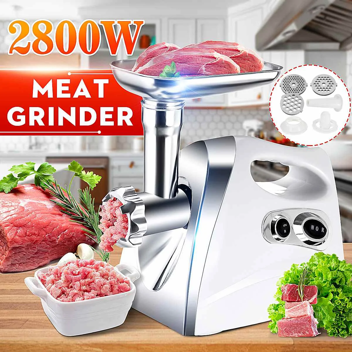 Electric Meat Grinders Stainless Steel Heavy Duty Mincer Sausage Stuffer Food Processor Home Appliances Kitchen Chopper 220V