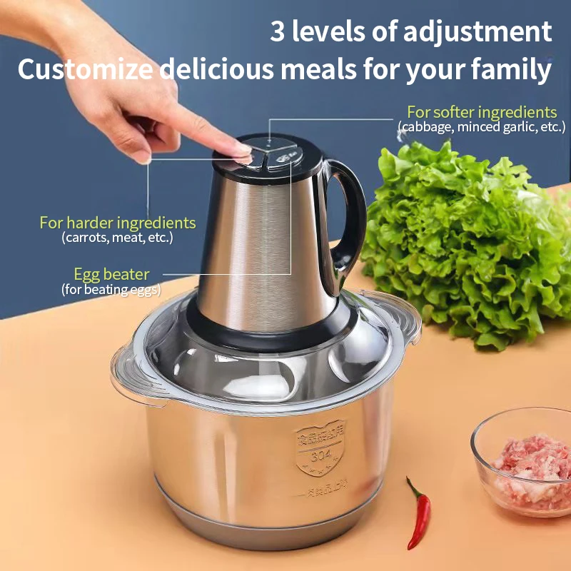 Stainless Steel Multifunctional Vegetable Slicer Processor Chopper Electric Meat Grinders 5L Food Crusher Kitchen Appliances