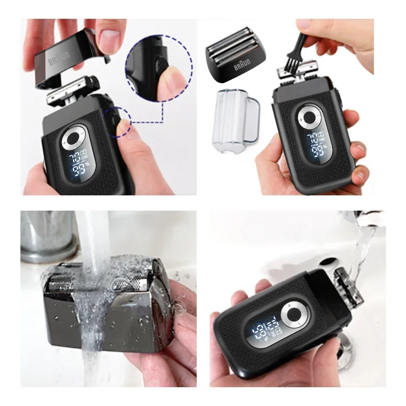 Original Braun Hair Removal Appliances 2 IN 1 Mini USB Electric Shaver Pocket Size Waterproof Razor Automatic Razor Trimmer