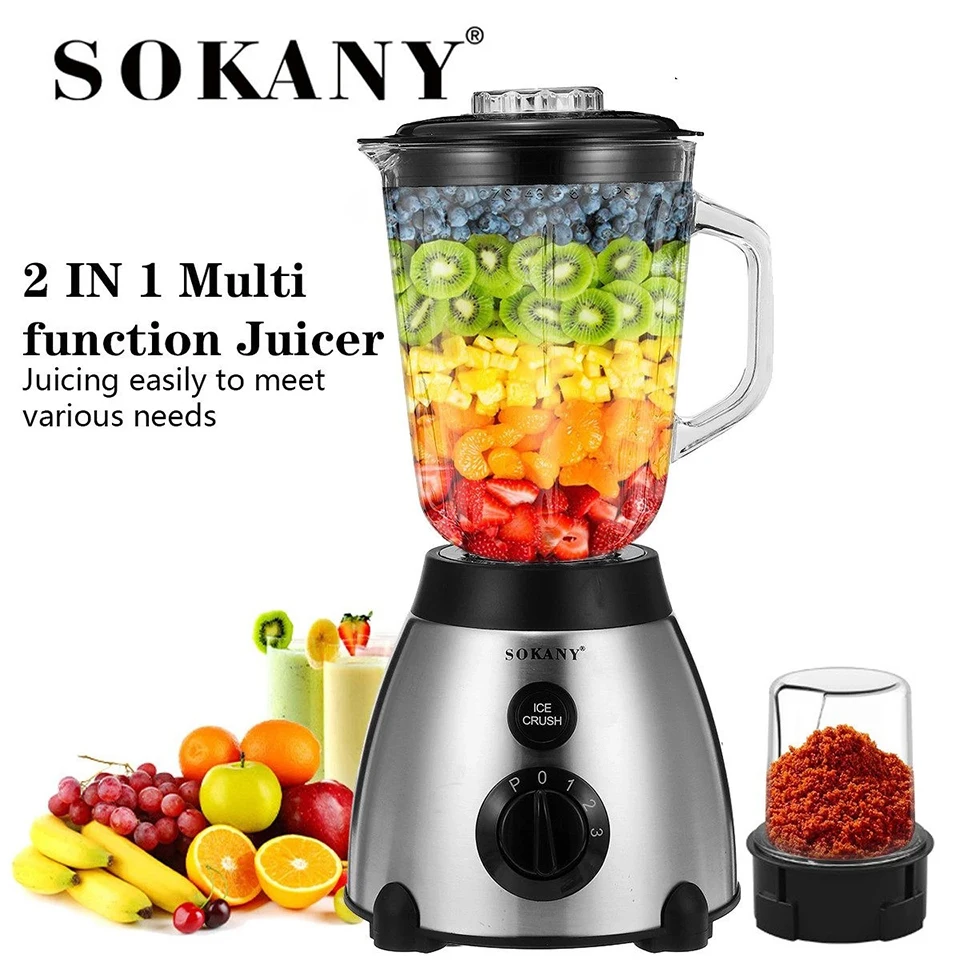 SK149S Compact Kitchen System, 400W, 2 Functions for Smoothies, Drinks, Coffee Bean Grinding Food Blender with Processor Bowl