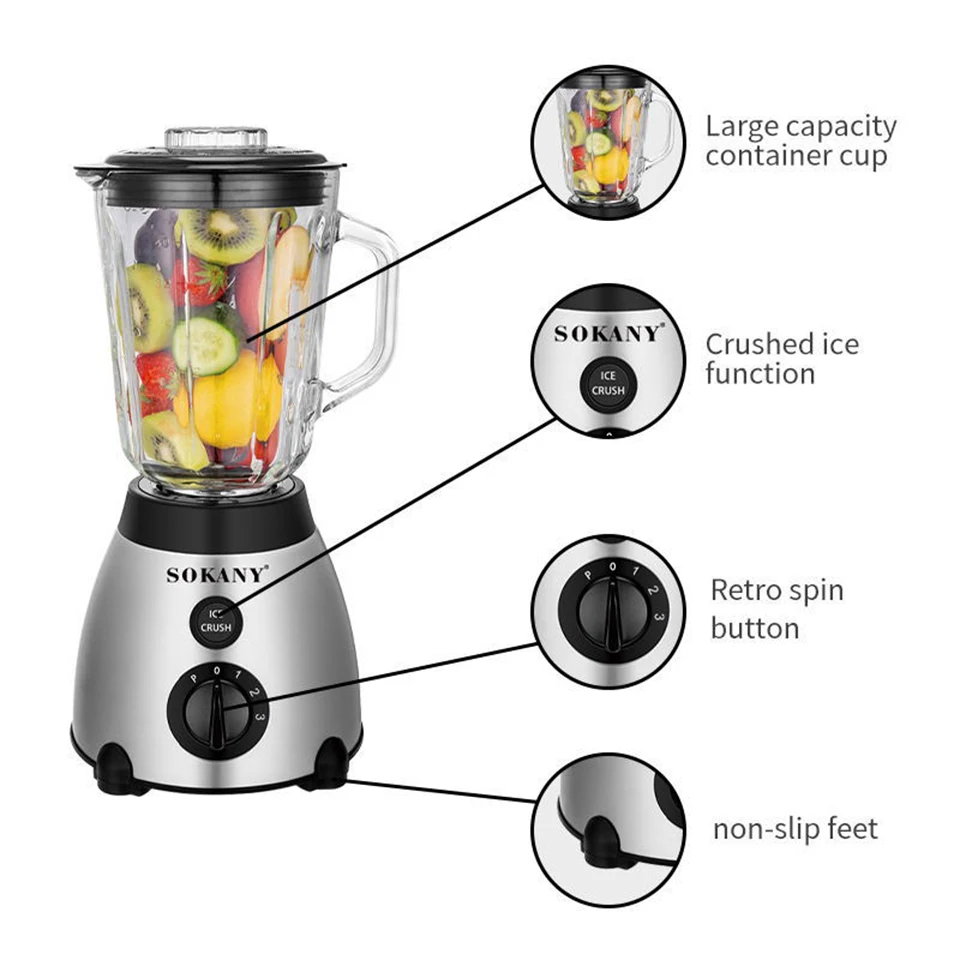 SK149S Compact Kitchen System, 400W, 2 Functions for Smoothies, Drinks, Coffee Bean Grinding Food Blender with Processor Bowl