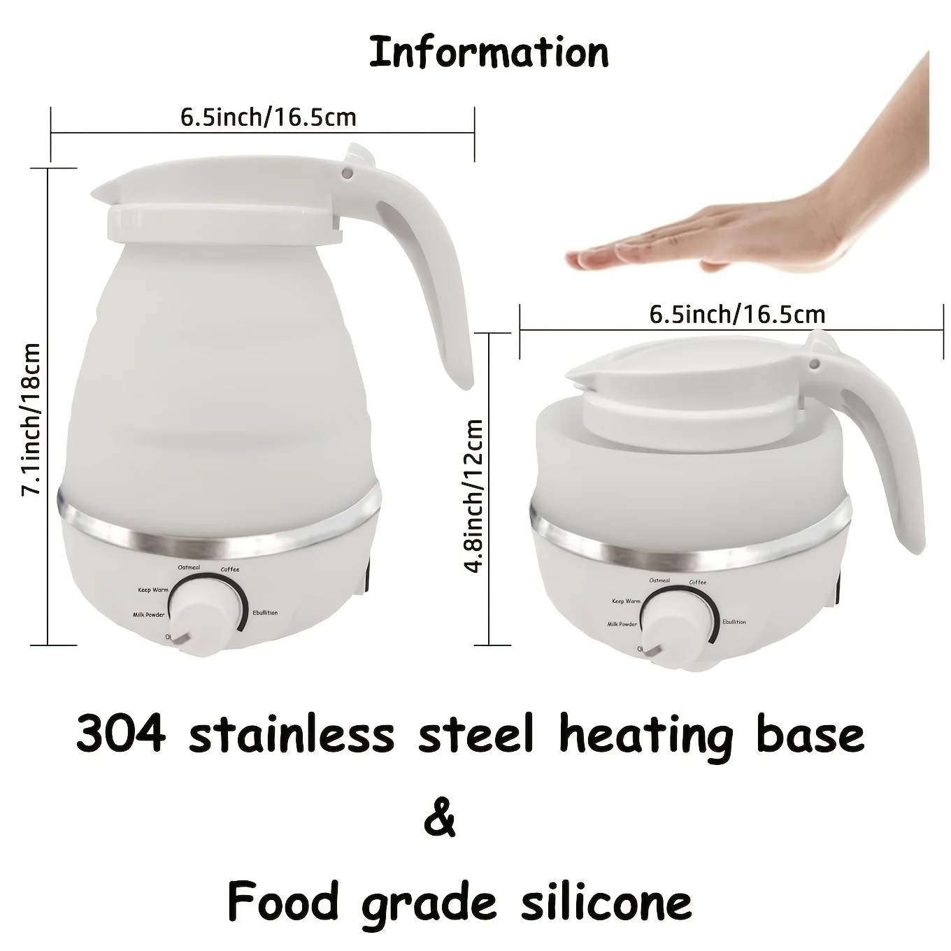 Foldable And Portable Teapot Water Heater 0.6L 600W Electric Kettle For Travel And Home Tea Pot Water Kettle Silica Gel
