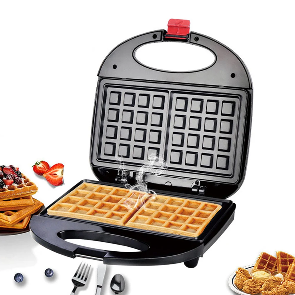 Electric Waffle Maker Non-stick Coated Sandwich Toaster Double Sided Heating Grill Waffle Iron Set Portable for Kitchen Cooking