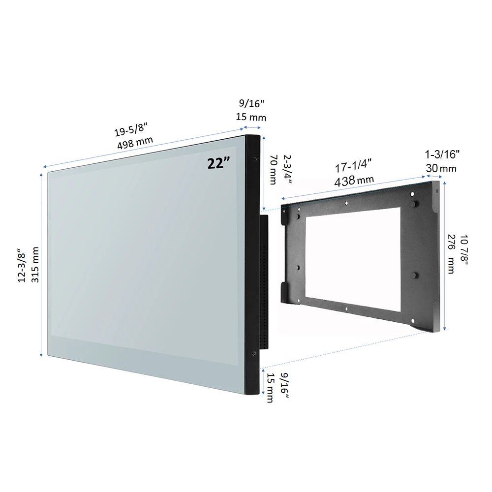 22 inch Smart Mirror LED TV IP66 Waterproof Shower Integrated WiFi DVB ATSC Tuner Television