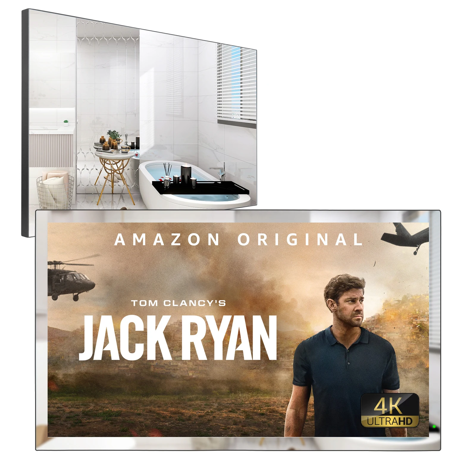 28 Inches 4K webOS Smart Magic Mirror Bathroom LED TV Waterproof Television Bluetooth WiFi DVB ATSC Voice Control Built-in Alexa