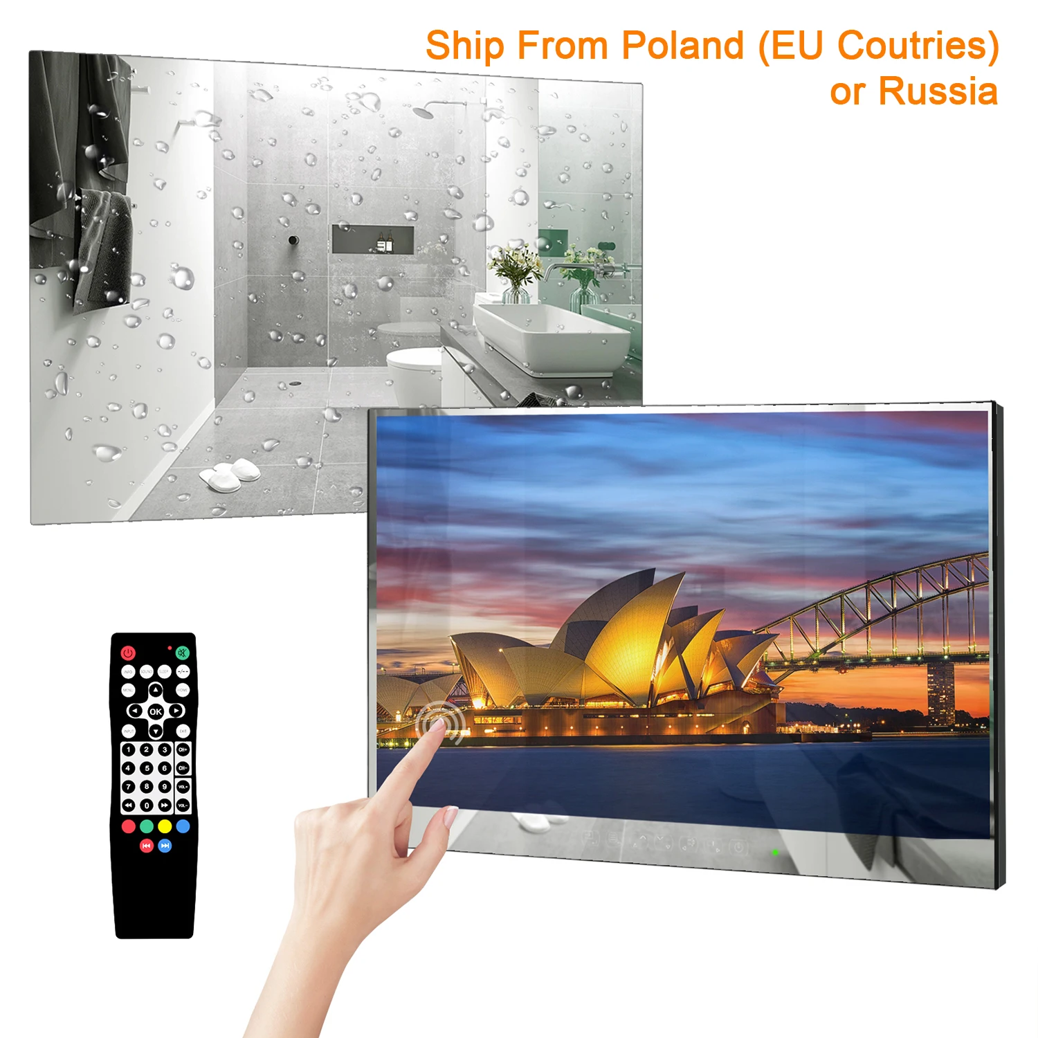 22 inch Smart Touch Panel Bathroom Magic Mirror Touchscreen LED Television Integrated WiFi Hidden TV Mirror 2023