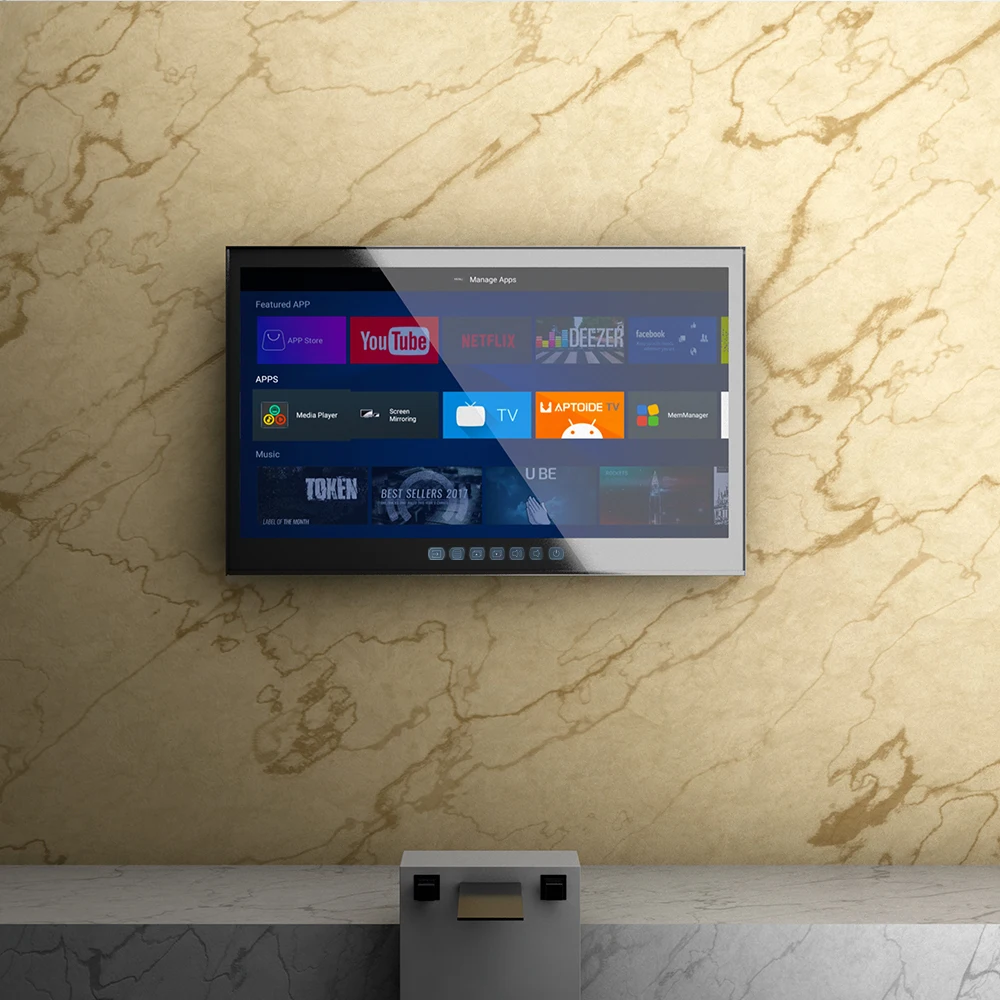 22 inches Touchscreen Smart Mirror LED Television for Bathroom Waterproof WiFi Built in Shower TV Hotel 2022 Model