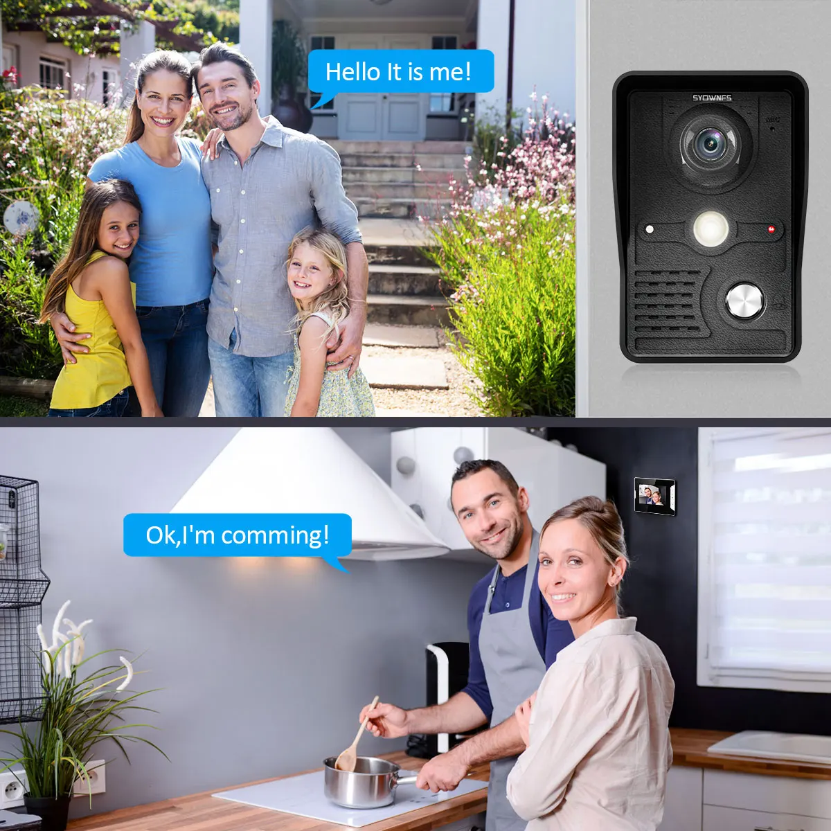 7'' TFT LCD Wired Video Door Intercom Unlock System Kit Video Doorbell Phone Rainproof IR Camera for Home Villa