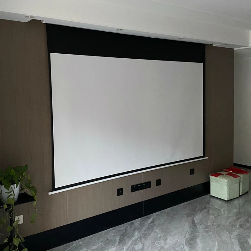 HD 100 Inch 16:9 Electric Screen For 3D LED DLP Laser Projector Motorized Projection Screens Curtain Wireless Remote Control