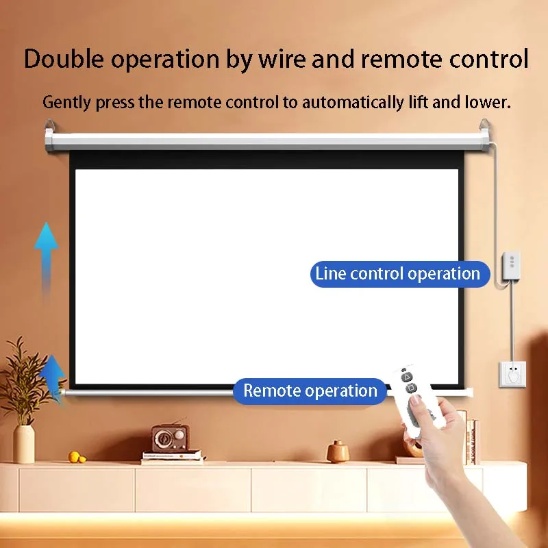 Thinyou 60 72 84 100 inch 16:9 remote control electric projection screen white plastic white fiber gray glass fiber 4K photon