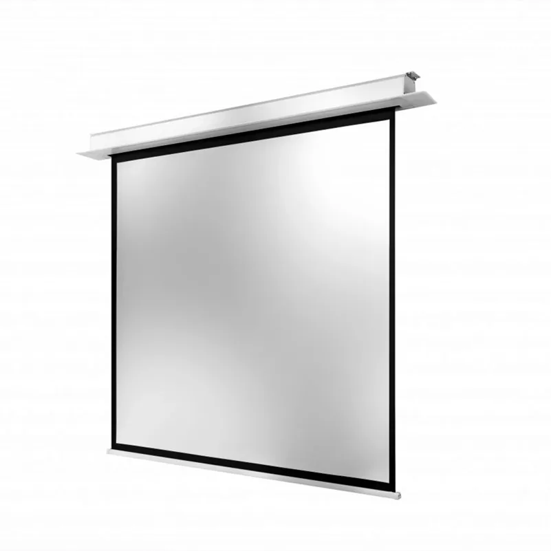 In-Ceiling Screen Motorized Aluminum Casing Casing Hidden In Ceiling Matte White Electric Motorized Automatic Projector Screen