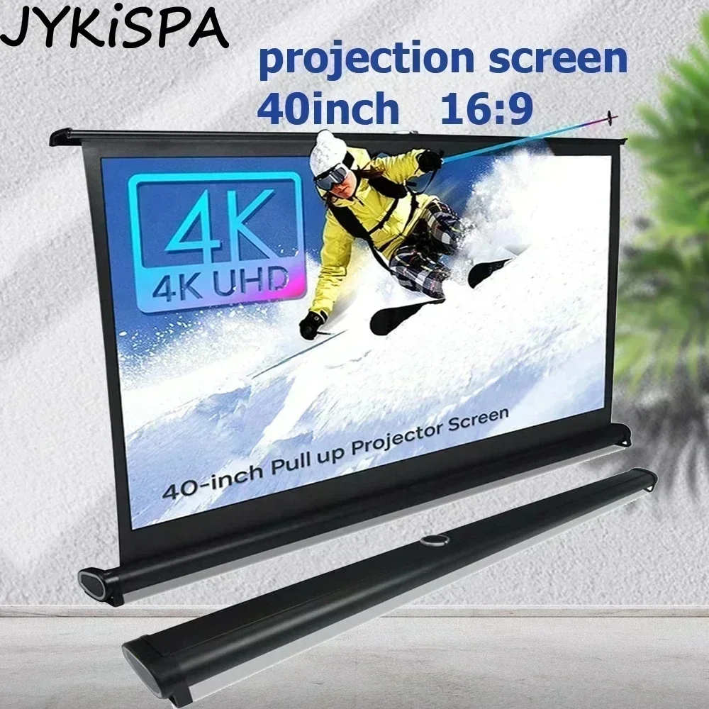 40 inch Tabletop Screen HD 16:9 Pull Up Foldable Stand Portable Projection Screen for Business Camping Home Theater Projectors