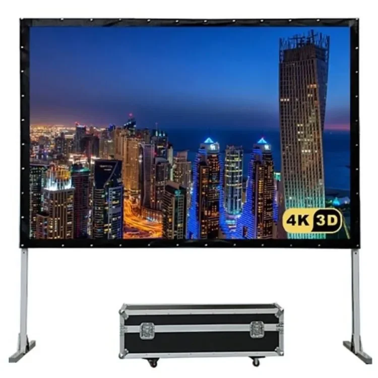 projector screen 150 Inches 16:9 Simple Soft PVC White Fabric Projector Screen Portable Foldable with Stand