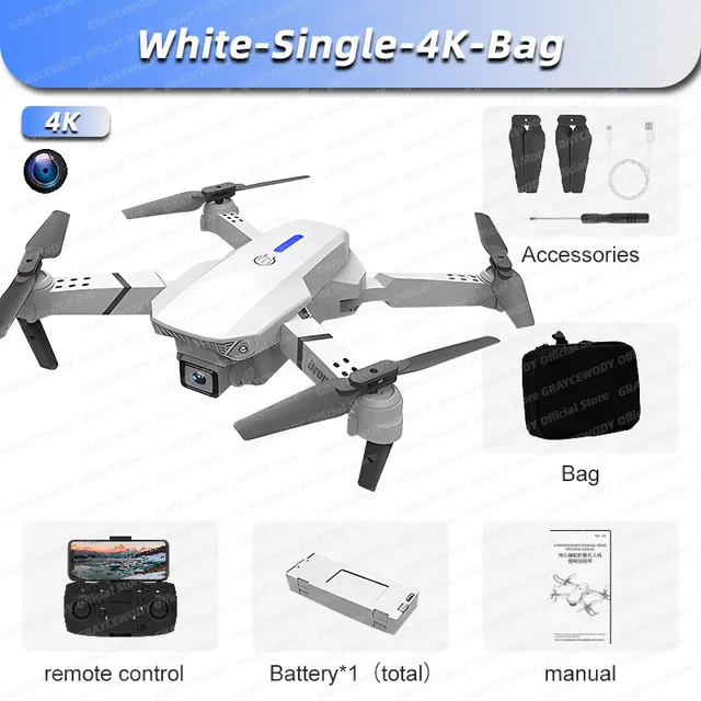New E88Pro RC Drone 4K Professional With 1080P Wide Angle Dual HD Camera Foldable RC Helicopter WIFI FPV Height