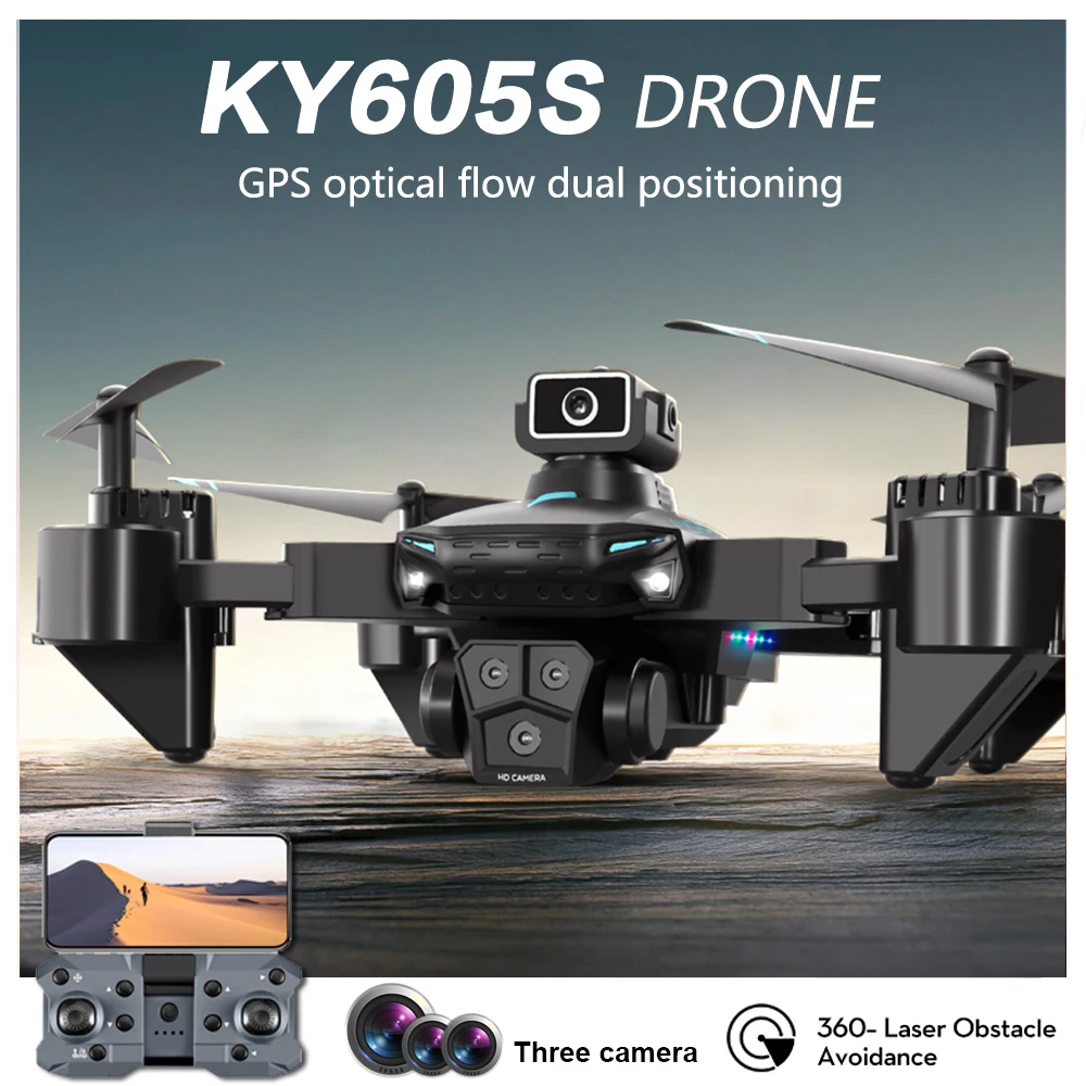 New KY605S Drone 4K 360° Obstacle Avoidance Wide Angle Professional With Three Camera Optical Flow Localization RC Quadcopter