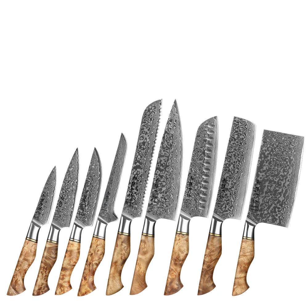 Kitchen Knife Set 1pc 2pc 3pc 5pc 6pc 9pc Cook Knife 67 Layer Damascus Steel 10Cr15CoMoV Core Professional Kitchen Tool